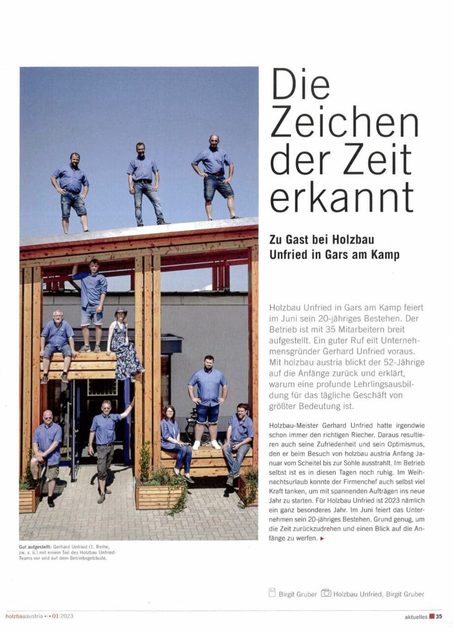 Artikel-Holzbau-Unfried_holzbau-austria01-2023_Seite1